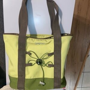 Jansport Yellow Tote with Olive Green Trim